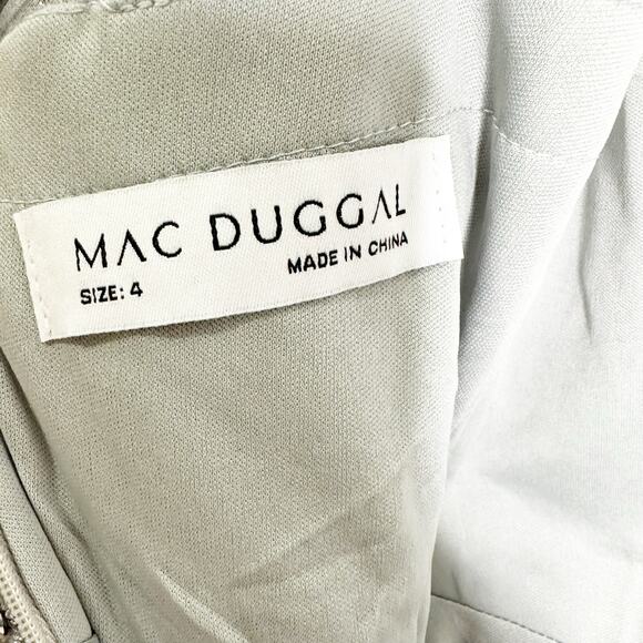 Mac Duggal 20252 High Neck Elbow Sleeve Embellished A Line Dress 4 NEW $598 - Picture 7 of 11